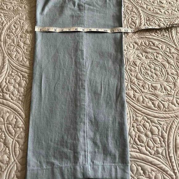 SUSAN BRISTOL Linen grey-blue pants with high waist size 12 - Picture 9 of 14